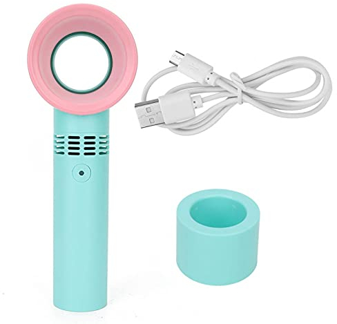 Mini Bladeless Eyelash Fan Dryer, Tragbarer USB Wiederaufladbarer Ventilator Wimpernventilator Trockner Klingenloser Handventilator Wimpernverlängerung Familie Outdoor Wimpern Trocknen Make-up(Blau)