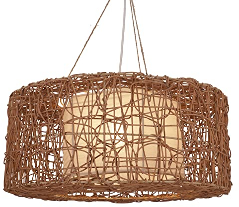 GURU SHOP Deckenlampe/Deckenleuchte, in Bali Handgemacht aus Naturmaterial, Rattan, Sisal - Modell Simba Braun, Synthetisch, 20x50x50 cm