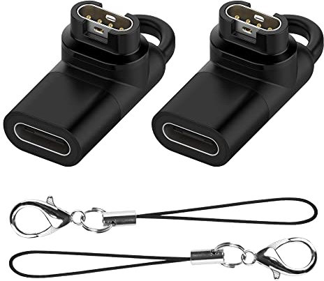 Seltureone 2 Piece Type C Adapter for GRMN Watch Charger Connector, USB C Charging Converter Accessories for GRMN Venu 3/2/1 Fenix 8/7/6/5 Instinct 2/ Vivoactive 4/Forerunner 965/955/255 Series