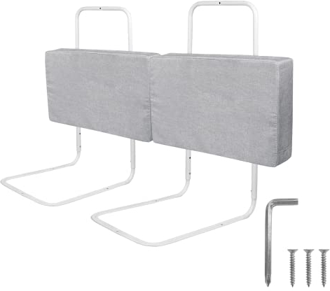 Froadp 100cm Rausfallschutz Beistellbett Leinen Kindersoftpack Bettgitter Tragbare Bettschutzgitter Höhenverstellbar Kinderbettgitter Baby Schutzgeländer Bettkantenschutz für Kinderbett (Leinengrau)