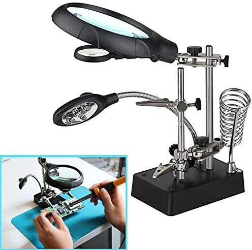 SXSGSM Magnifier Desk Magnifier Soldering Station with Repair Clamp Alligator Auxiliary Clip Hands Free Dimmable Stand for Closed Work magnifiers The New