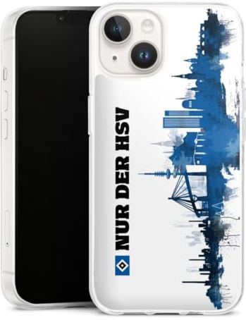 Silikon Hülle kompatibel mit Apple iPhone 14 Case transparent Handyhülle HSV Offizielles Lizenzprodukt Bundesliga
