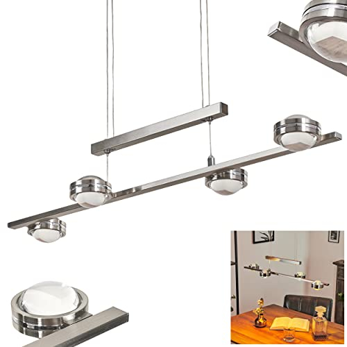 HOFSTEIN LED Pendelleuchte Fernandaires, moderne Pendellampe aus Metall/Glas in Nickel-matt/Klar, Hängelampe höhenverstellbar auf max. 150 cm, 1344 Lumen, 3000 Kelvin, 17,6 Watt (insgesamt)