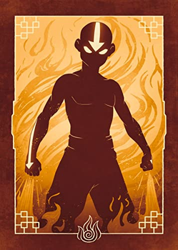 Displate Offiziell Avatar The Last Airbender MetallPoster Magnetische Befestigung Inklusive Lizenziert Bilder Hochwertiges Poster Elements - Aang Fire 45 cm x 32 cm