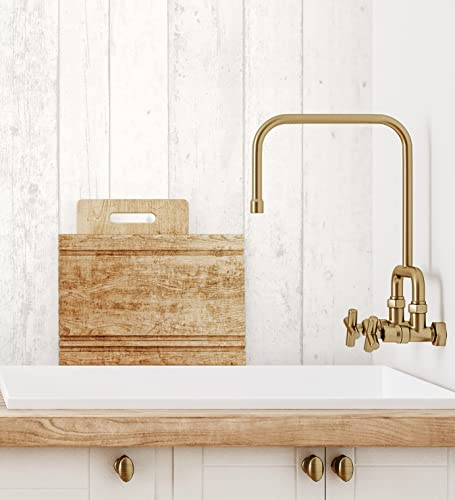 GAULAN 455392 Papier peint vinyle lessivable effet planche de bois blanc pour mur salon cuisine bain salle à mange - Rouleaux de 10 m x 0,53 m