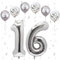 VUCDXOP Silber Luftballon 16, XXL Riesige Geburtstag Ballon 16, 40 - 101cm Ballon Zahl Deko Folienballon Zahlen 1 & 6, Geburtstagsdeko Jubiläum Party Deko, Fliegt mit Helium (Nummer 16/61)