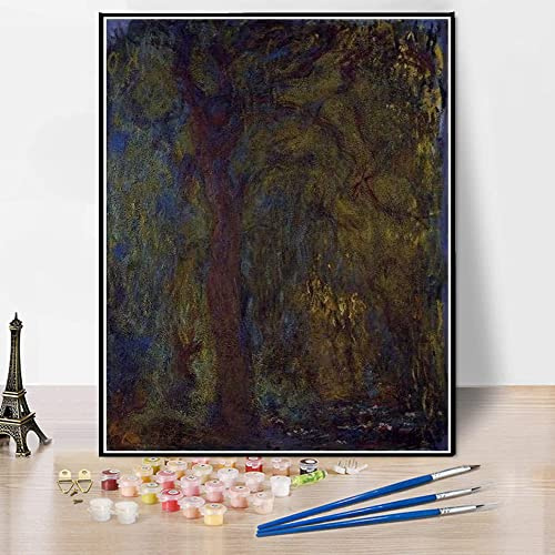 Paint by Numbers for Adult Kits White Azaleas in A Pot Painting by Claude Monet DIY Oil Painting Paint by Number Kits