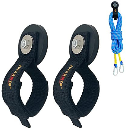 Juformin Heavy Duty Magnetic Hook, Magnetic Tool Holder, Magnetic Garage Hooks, Extension Cord Strap for Cable, Rope, Wire Storage in Garage,Workshop,RV,Pick-up(Dia.2.59 Magnet * 2Pcs)