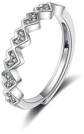 Bishilin Eheringe Damen, Verlobungsringe Personalisiert Herzen mit Zirkonia Trauringe Verstellbar Hochzeit Ringe Frauen