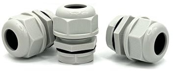 Pack of 10 M25 Grey 25mm IP68 Waterproof Nylon Cable Glands, Locknut and Washer for 13mm - 18mm Cables, Compression Stuffing Gland Connector Sparky Market