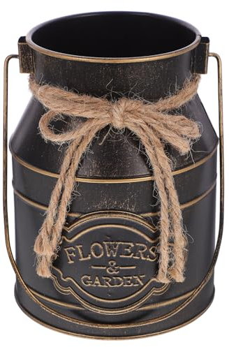 IMIKEYA Blumenvase Aus Metall Rustikaler Krug Blumeneimer Milchkanne Aus Eisen Vintage-Trockenblumentopf Für Frische Getrocknete Blumenarrangements Bauernhaus-Heimdekoration