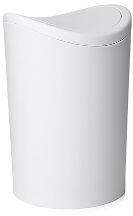 TATAY Papelera Baño con Tapa Basculante | Capacidad 6L | Diseño Compacto y Moderno | Material Resistente y Fácil de Limpiar | Fabricado en España | Medidas 19 x 19 x 28 cm - Blanco