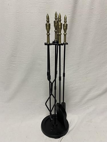 CALIDOLA 5-teiliges Kaminwerkzeug-Set aus Schmiedeeisen mit Griffen, Innen-Kaminzubehör für moderne Dekoration und Outdoor-Feuerstellen, inklusive Schürhaken, Zange, Schaufel, Bürste und