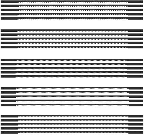 25Pcs Scroll Saw Blade Set 6-1/2inch High Carbon Steel Wood Cutting Saw Blades Kit Clean Cut Coping Saw Blades Wood Cutting Scroll Saw Blade Replacement Pin End Saw Blade for Wood Plastic Leather !