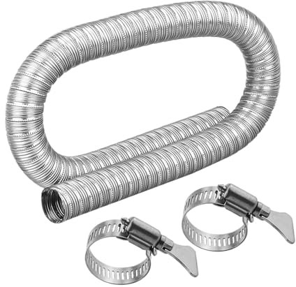 Inscrip Auto Standheizung Abgasrohr, 32mm Edelstahl Dual-Layer Abgasrohr, Abgasschlauch für Stromerzeuger mit 2 Rohr Klemme, Zusatzheizungsrohr, Passend For Webasto, Eberspächer (100cm)