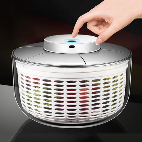COYEUX Centrifuga Automatica per Insalata da 6 Litri, centrifuga per Insalata elettrica, Ricaricabile Tramite USB, per Insalata, lattuga, Frutta e Verdura