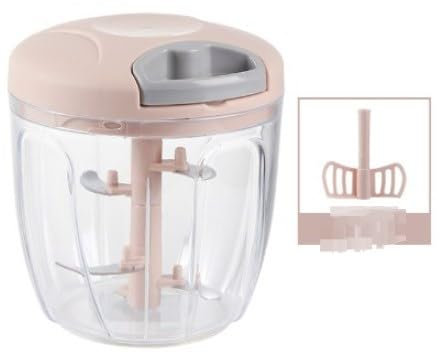 5 Blades Pull Chop Manual Food Chopper with Pull String, Handheld Food Shredder, Slicer, Cutter, Dicer for Onions Garlic, Manual Food Processor, Blender Chopping Machine (Pink)
