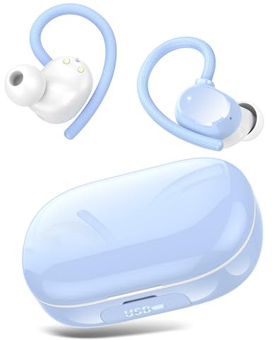 Bluetooth Kopfhöre, 128Std Kopfhörer Kabellos Bluetooth 5.3 In Ear Kopfhörer mit 4 ENC Noise Cancelling Mic, Kabellose Kopfhörer Tiefer Bass IPX7 Wasserdicht Ohrhörer mit Ohrhaken, USB-C LED-Anzeige