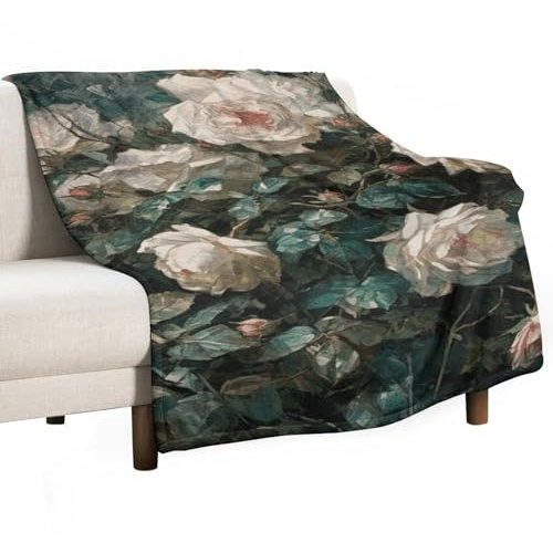 Überwurfdecke, superweiche, warme Fleecedecke, leicht, gemütlich, Rosenmuster, Couchdecke für Bett, Couch, Stuhl, Wohnzimmer, alle Jahreszeiten, 76,2 x 127 cm