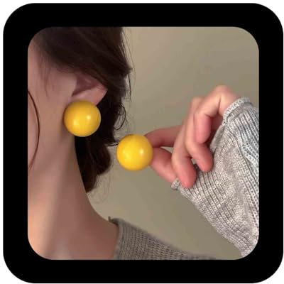Cimenexe Punk Acryl Ball Knopf Ohrringe Emaille Bunten Ball Ohrstecker Ohrringe Runden Harz Ball Knopf Ohrringe Candy Farbe Ball Ohrringe Schmuck Für Frauen (gelb)