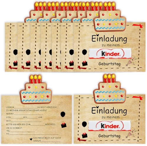 MKISHINE DIY Kindergeburtstagseinladung für kinderschokolade - bietet eine besondere Freude für Kinder Kindereinladung - Geburtstagseinladung Kindergeburtstag - ohne Schokolade 15 Stück