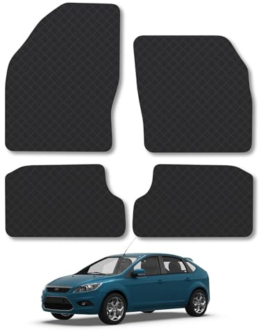 Ford Focus (2005-2011) [MK2] Heavy Duty Thick Rubber Car Mats Accessories Tailored Fit Front Rear Set Compatible Accessory Waterproof Durable Non-Slip 5mm Full Coverage Protection