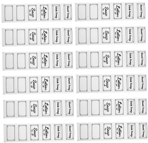 Operitacx 12hojas Etiquetas Adhesivas Transparentes Para Botellas Dispensadoras De Baño Champú De Mano Acondicionador Pegatinas De Baño Organizadas Impermeables