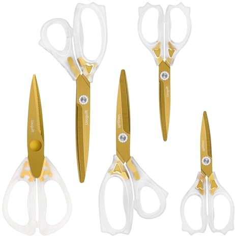 Uaugulft Acryl Küchenscheren Set, Scharfe Titanbeschichtung Klingen mit ergonomischem ABS-Griff, 5 Stück, geeignet für Fleisch und Haushalt, Schneiden von Lebensmitteln, Fisch, Geflügel