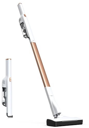 MIUZZY Kabelloser Akku Staubsauger, ultraleichter Handstaubsauger mit Type-C Schnellladung, bürstenlosem Digitalmotor, LED-Bodenbürste, Hocheffizientes Hepa-Filtersystem für Hartböden Tierhaare