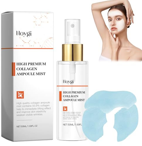 Miioto Fogli di Collagene per il Viso Assorbenti, 100ml Spray Al Collagene+5 Pezzi collagen mask, Maschera collagene Viso Coreana, Rassodare la Pelle e Migliorare Il Rilassamento Cutaneo