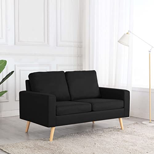 MOBCANT 2-Sitzer-Sofa Schwarz Stoff Sofagarnitur Couch Couchgarnitur Polstergarnitur für Wohnung Empfangsraum Büro Wohnzimmer