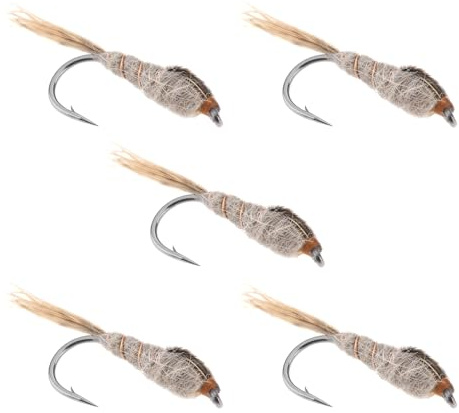VGOL 5Pcs Gewichteten Hasen Ohr Nymph Fly Goldhead Haken für Forellen Angeln Köder Imitation Köder