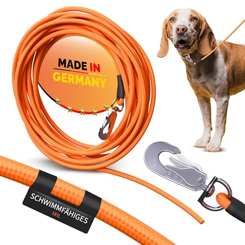 Themahund Schleppleine 3 m leicht & schwimmfähig, aus Seil | Besonders leichte, reißfeste Trainingsleine mit 360°-Karabiner – für Rückruf- & Wassertraining