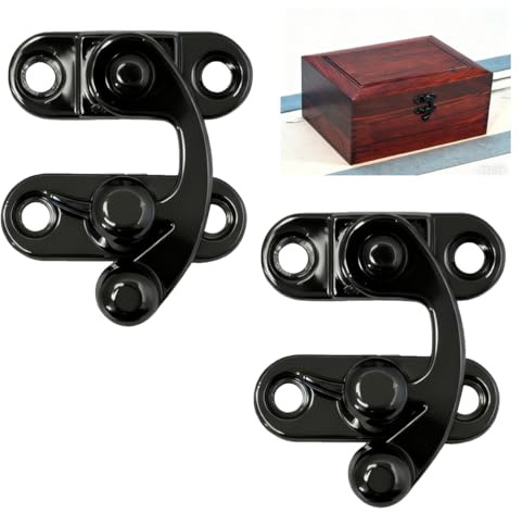 TSUOUKL 2 ganci antichi vintage a chiusura rapida, piccoli con viti, ganci a barra destra per piccole scatole di legno, portagioie, scatola di vino