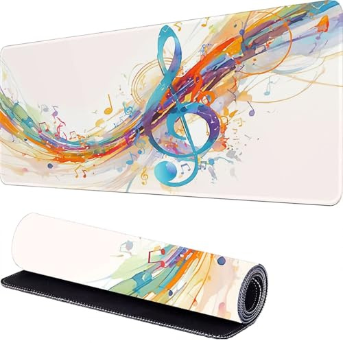 Couleur Tapis de Souris Gamer 1200 x 600 x 3mm Notes de Musique Tapis Souris XXL Extended Mousepad Desk Mat avec Base en Caoutchouc Antidérapant, Mouse Pad pour Ordinateur, PC, Bureau, Maison r-25