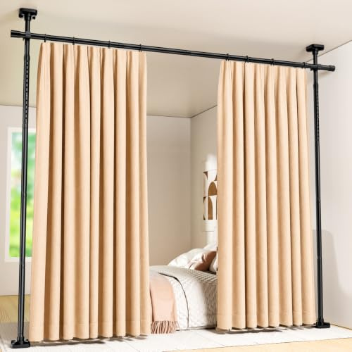Raumteiler Ohne Bohren, Raumtrenner 122-305cm (H) 71-178cm(B) Verstellbar | Trennwand Paravent Ohne Vorhang, Geeignet Für Wohnzimmer, Schlafzimmer Mietwohnungen Und Büros, Schwarz