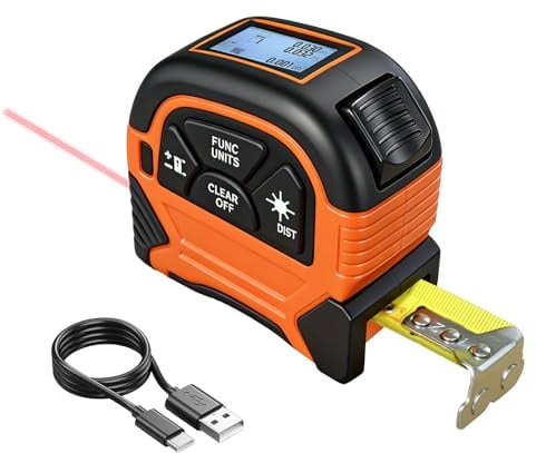 ansigtny 2-in-1 Laser Tape Measure, 197Ft Laser Measuring Tool & 16Ft Measuring Tape with M/in/Ft/Ft+in Units, Magnetic Hook - Pythagorean, Area, Volume, Digital Tape Measure for Woodworking and DIY