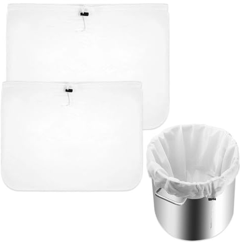 YUVKIN Filtrante Riutilizzabile, 2 pezzi, Filtro a 100 micron, in Nylon per Alimenti con Coulisse, Succhi, Liquori, Birra, Latte Vegetale e di Soia (46x40 cm + 66x56 cm) (Bianco)