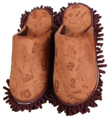 Ferricult Chenille Mop Slippers for Floor Cleaning, Reusable Washable House Shoes for Hands-Free Cleaning Coffeehome decor