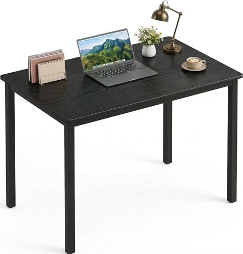 Blisswood 80 x 50 cm Desk, Small Computer Desk for Home Office, Study Office Table for Small Space, Wooden PC Desk with Metal Frame for Bedroom, Living Room, Black