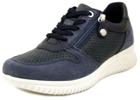 Imac Sneakers Donna in Pelle Blu con Cerniera, Pianta Larga, 106131