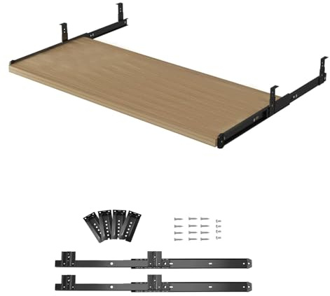 Under Desk Walnut Keyboard Tray 65x25cm Slide Out Cuter Der for Home Office Space Saving Design Bracket for Comfortable ping Experience