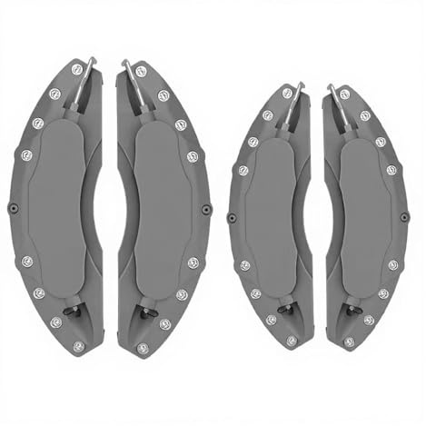 4 Pcs ABS Melting Resistant Plastic Brake Caliper Cover Silver Chrome Logo Compatible for Audi S line Compatible for Allroad Quattro TTS Q5 Q3 A4(White,Custom logo)