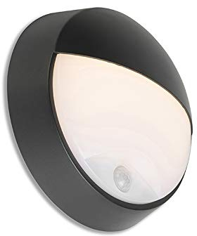 Qazqa led Modern außen Wandleuchte, Außenlampe mit Bewegungssensor, Wandlampe für den Garten - Hortus - Schwarz, inkl. 10W LED-Lampe, 21.5cm, IP54, R