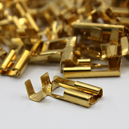 100 Kabelschuh 6,3mm 90° gewinkelt winkel blank 0,5-1,5 Flachsteckhülse Steckverbinder Klemmen zum crimpen