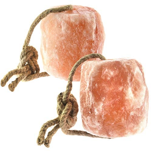 UMAID Himalayan Salt Lick 6 lbs On Rope for Horse, Deer, Goat, and Livestock Animals - Himalayan Salt Block 2 Pack