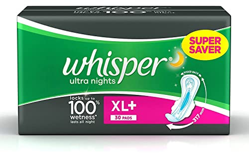 Whisper Ultra Overnight Damenbinden mit Flügeln, 30 Stück (XL Plus)