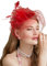 Fascinator-Hüte, 20er-/50er-Jahre, Hut, Pillendose, Hut, Cocktail, Teeparty, Kopfbedeckung mit Schleier, für Mädchen und Frauen, D-rot, Einheitsgröße