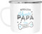 SpecialMe® Emaille-Tasse Emaille-Becher stolze Hundepapa mit eigenem Hundenamen personalisierte Geschenke Hundebesitzer weiß-metall Emailletasse