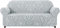 subrtex Damast Sofabezug Stretch Sofahusse Couchbezug Sesselbezug Elastischer Blumenmuster rutschfest Stretchhusse Weich Stoff(2 Sitzer,Hellgrau Muster)